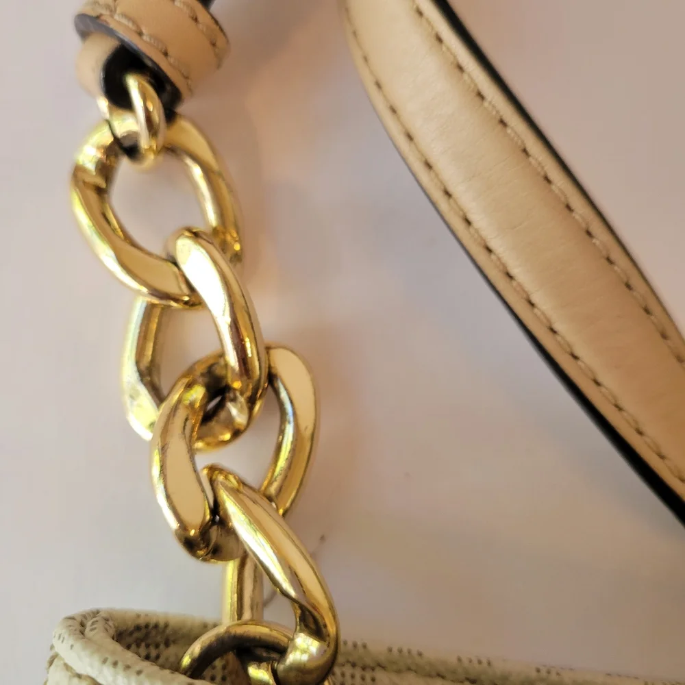 Michael Kors Messenger crossbody bag MK monogram cream/tan